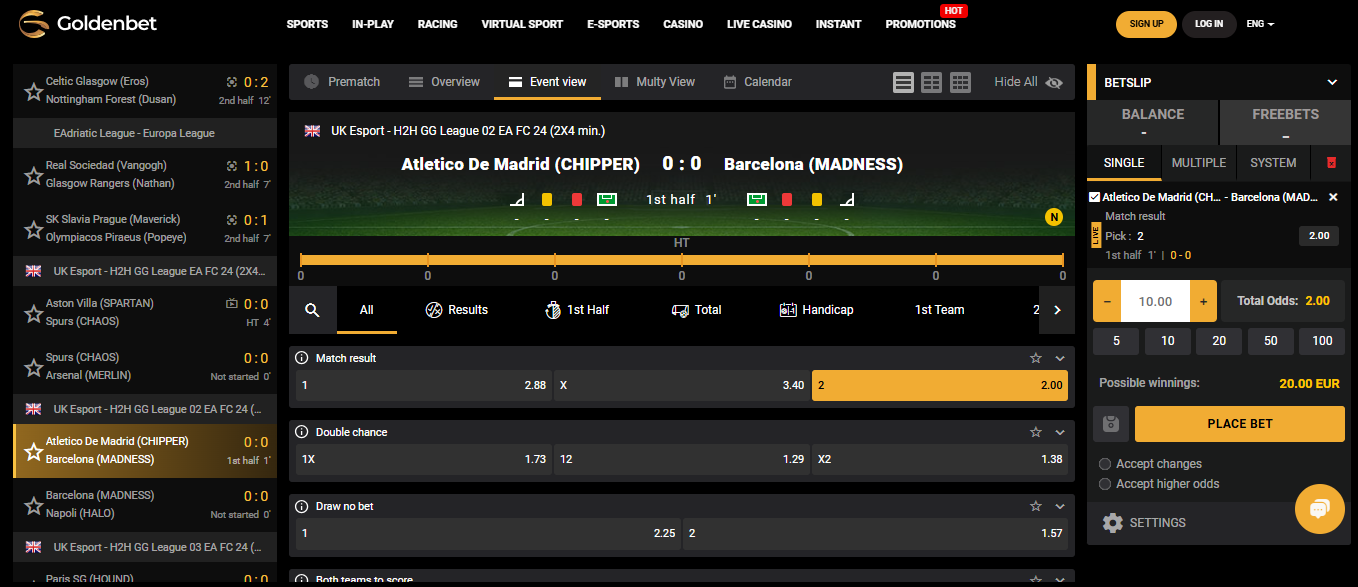 Goldenbet Live Betting