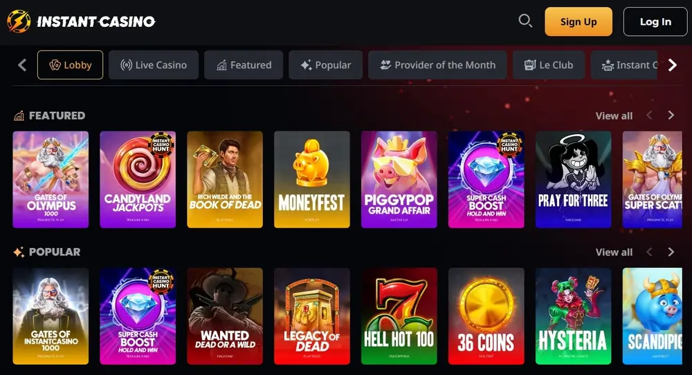 Instant Casino games