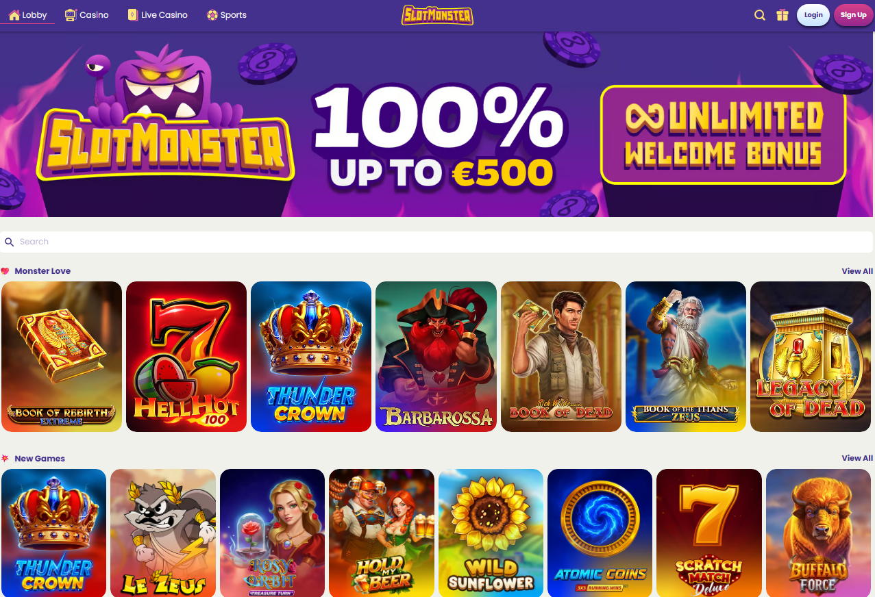 SlotMonster Casino - homepage