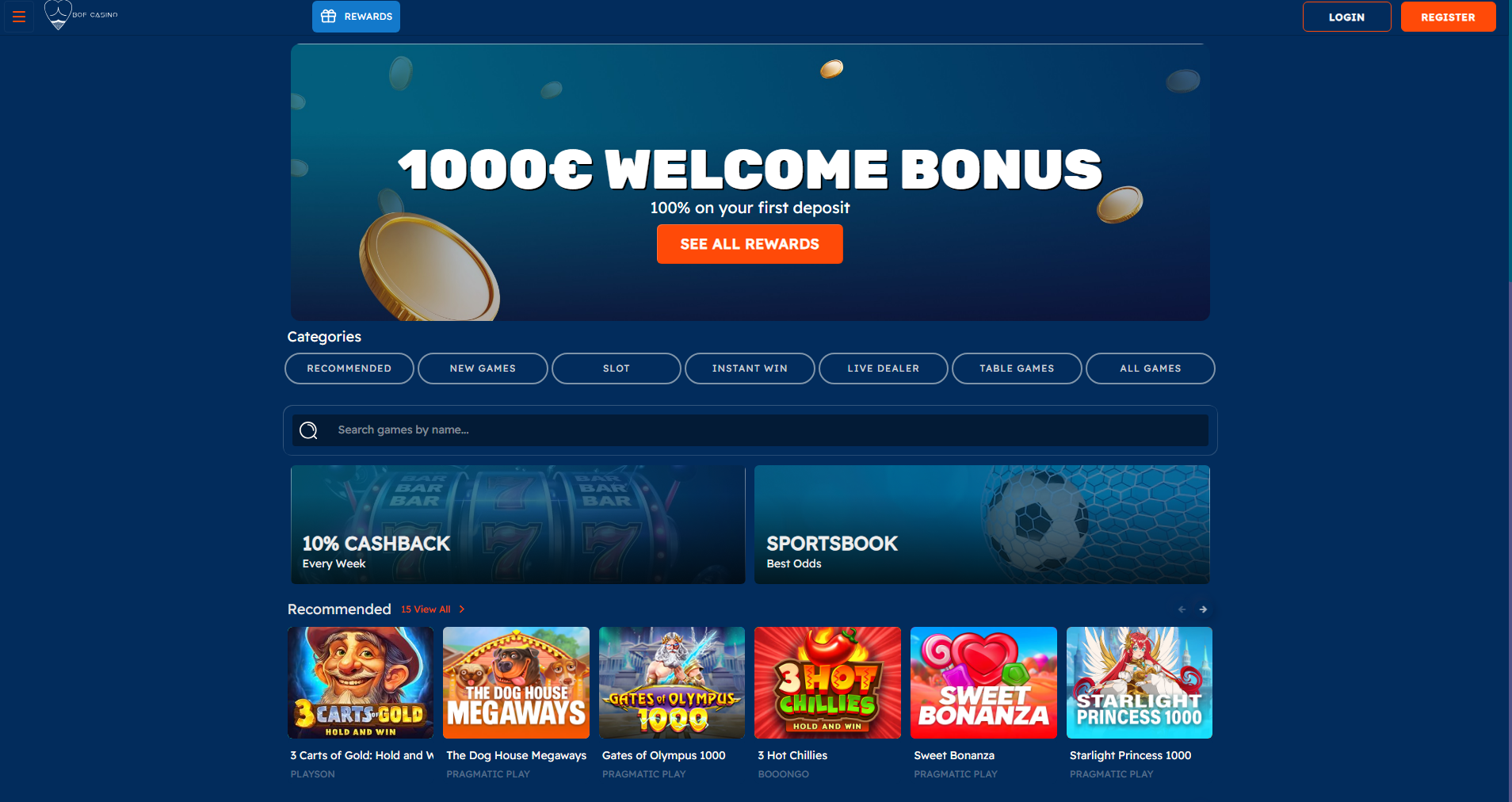 bof casino welcome offer