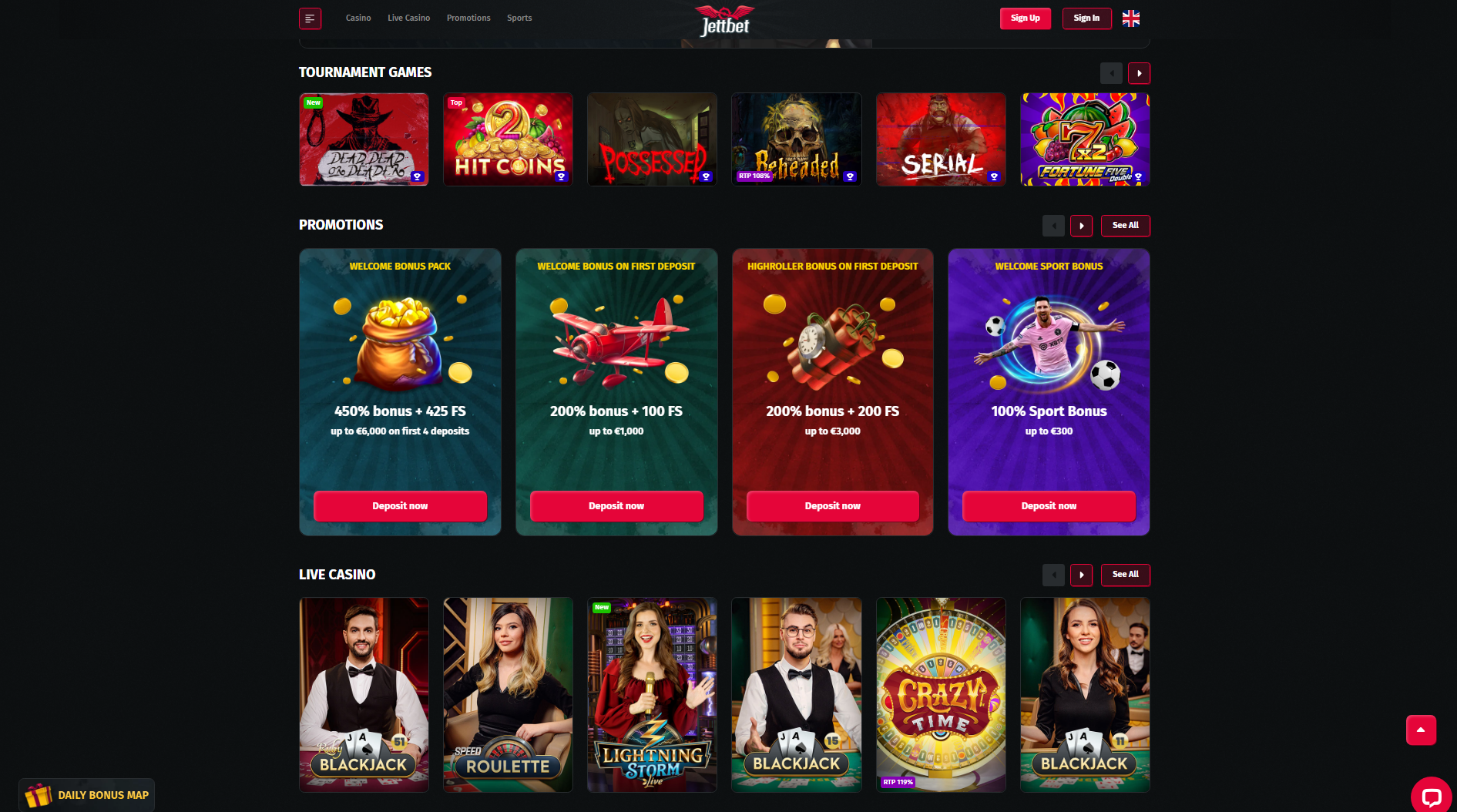 jettbet casino promotional page